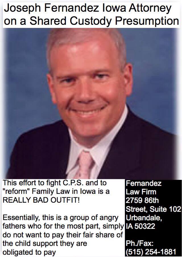attorney against equal parenting iowa joseph fernandez