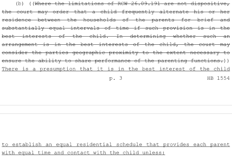 washington state equal parenting bill hb 1554 clip