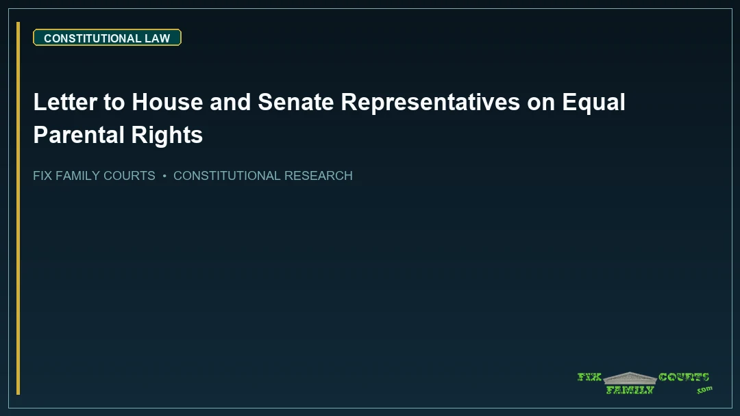 Letter to House and Senate Representatives on Equal Parental Rights