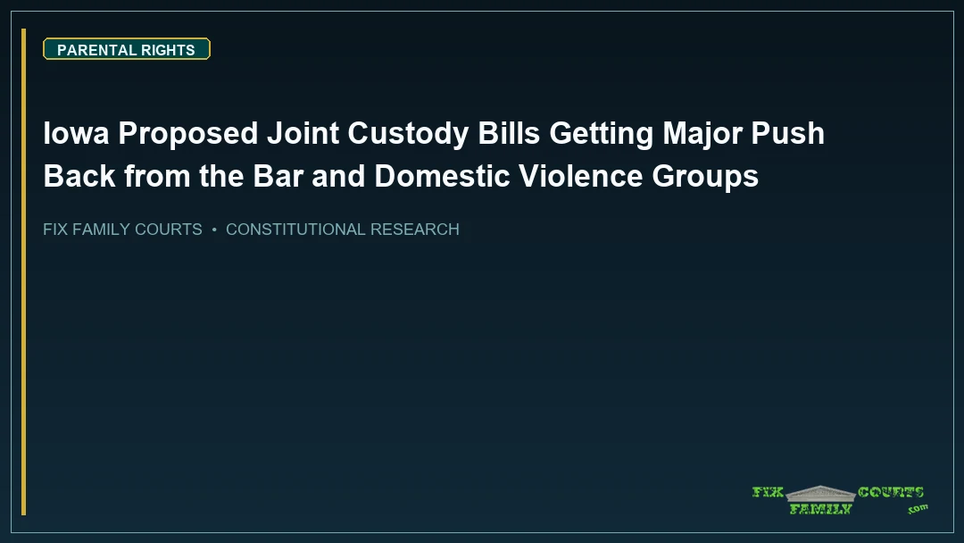 Iowa Proposed Joint Custody Bills Getting Major Push Back from the Bar and Domestic Violence Groups