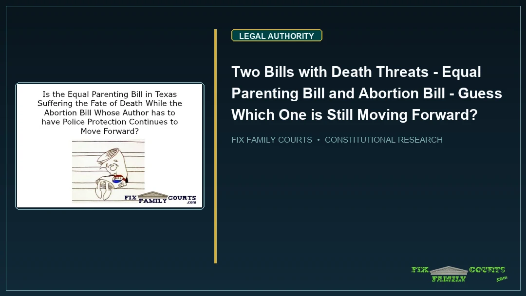 Two Bills with Death Threats - Equal Parenting Bill and Abortion Bill - Guess Which One is Still Moving Forward?